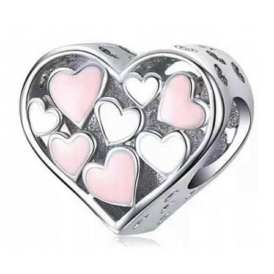 Strieborný prívesok S925 Ružovo-Biele Srdce