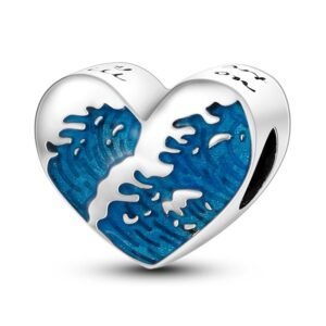 Strieborný prívesok S925 Srdce, Morské Vlny