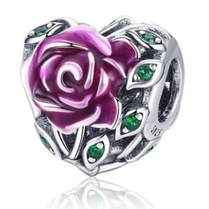 Strieborný prívesok S925 Srdce s Ružou