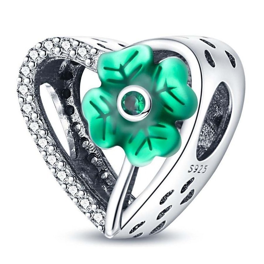 Strieborný prívesok S925 Srdce so Štvorlístkom