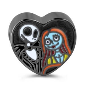 Strieborný prívesok S925 Strašidelný Pár Kostra a Dievča