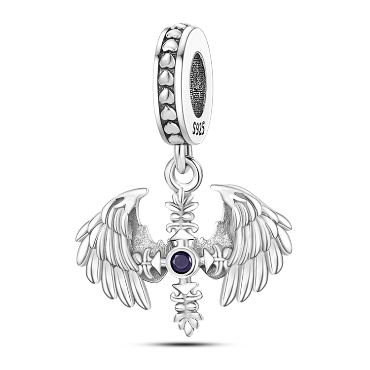 Strieborný prívesok S925 Gotický Kríž a Krídla