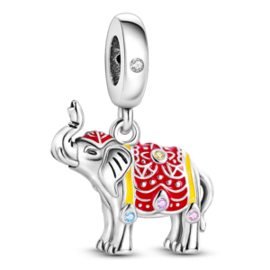 Strieborný Prívesok S925 Indický Slon Červený