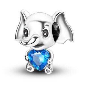 Strieborný prívesok S925 Slon s Modrým Srdcom