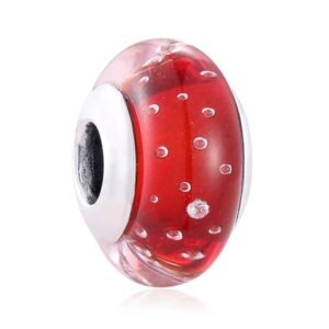 Eurocharms Strieborný prívesok S925 Červené Murano Sklo