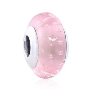 Eurocharms Strieborný prívesok S925 Ružové Murano Sklo