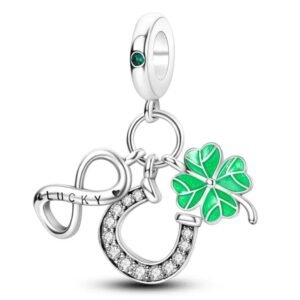 Strieborný prívesok S925 Symboly Šťastia Nekonečno, Podkova, Štvorlítok