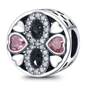 Strieborný prívesok S925 Znak Nekonečna so Srdiečkami