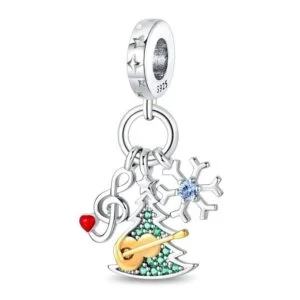 Eurocharms Strieborný Prívesok S925 Stromček, Husľový Kľúč a Vločka