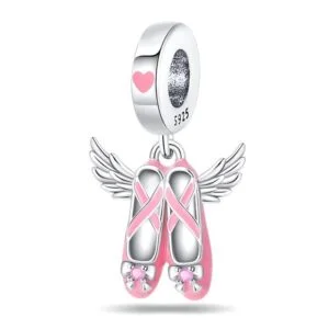 Eurocharms Strieborný Prívesok S925 Baletné Topánky s Krídlami
