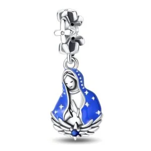 Eurocharms Strieborný Prívesok S925 Matka Božia v Modrom Plášti