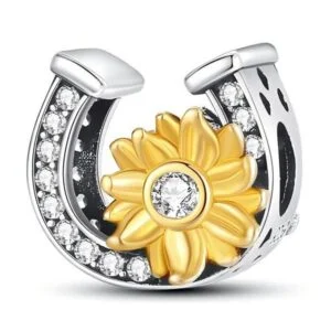 Eurocharms Strieborný Prívesok S925 Podkova a Slnečnica