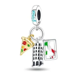 Eurocharms Strieborný Prívesok S925 Taliansko Pizza, Pisa