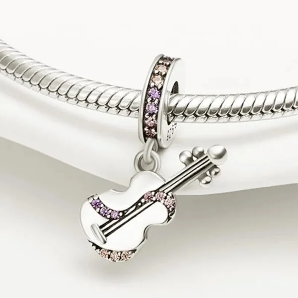 Strieborný prívesok S925 charms Husle – Obrázok 2