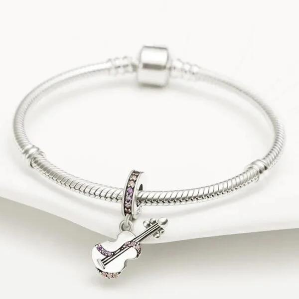 Strieborný prívesok S925 charms Husle – Obrázok 3