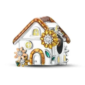 Strieborný prívesok charms 925 Domček so slnečnicou