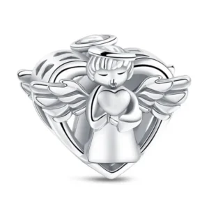 Strieborný prívesok S925 charms Strieborný anjel so srdcom