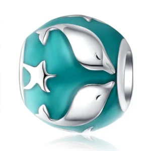 Strieborný prívesok S925 charms Delfíny v mori