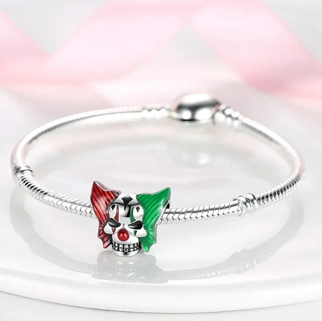 Strieborný prívesok S925 charms Strašidelný klaun, lebka klauna – Obrázok 2