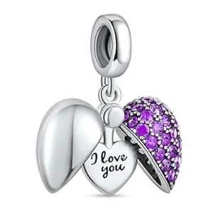 Strieborný prívesok S925 charms Otváracie srdce "I love you"